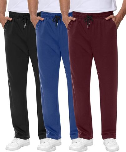 Neer 3 Pack Men's Sweatpants Athletic Drawstring Open Bottom Pants Workout Running Lounge Pants with Pocket for Men in Saudi Arabia