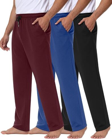 Neer 3 Pack Men's Sweatpants Athletic Drawstring Open Bottom Pants Workout Running Lounge Pants with Pocket for Men in Saudi Arabia