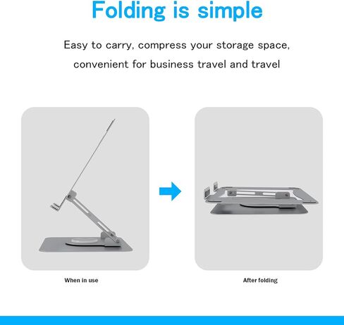 Adjustable Laptop Stand for Desk,Portable Laptop Holder with 360° Rotating Base,Ergonimic Foldable Laptop Riser, Compatible with MacBook Air/Pro,HP,Dell,Lenovo and All Laptops(10-17 inch),Black in Saudi Arabia