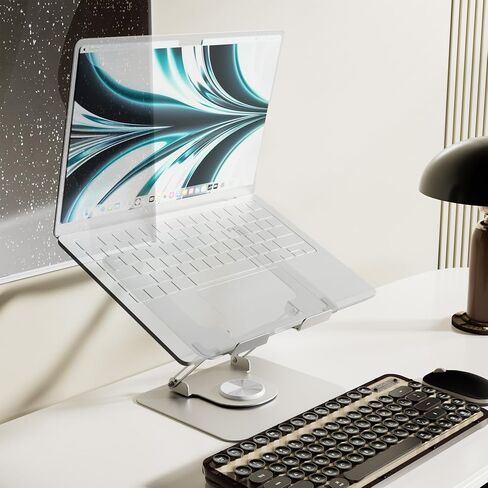 Adjustable Laptop Stand for Desk,Portable Laptop Holder with 360° Rotating Base,Ergonimic Foldable Laptop Riser, Compatible with MacBook Air/Pro,HP,Dell,Lenovo and All Laptops(10-17 inch),Black in Saudi Arabia