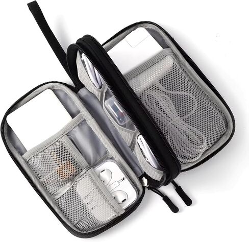 Black Travel Organizer Bags - Travel Cable Organizer Bag - Cord Travel Bag Organizer For Travel Accessories - Travel Back Pack For Headphone, Hard Drive Case, USB, Charger, Phone & Power Bank in Saudi Arabia