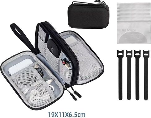 Black Travel Organizer Bags - Travel Cable Organizer Bag - Cord Travel Bag Organizer For Travel Accessories - Travel Back Pack For Headphone, Hard Drive Case, USB, Charger, Phone & Power Bank in Saudi Arabia