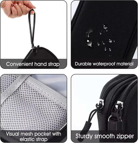 Black Travel Organizer Bags - Travel Cable Organizer Bag - Cord Travel Bag Organizer For Travel Accessories - Travel Back Pack For Headphone, Hard Drive Case, USB, Charger, Phone & Power Bank in Saudi Arabia