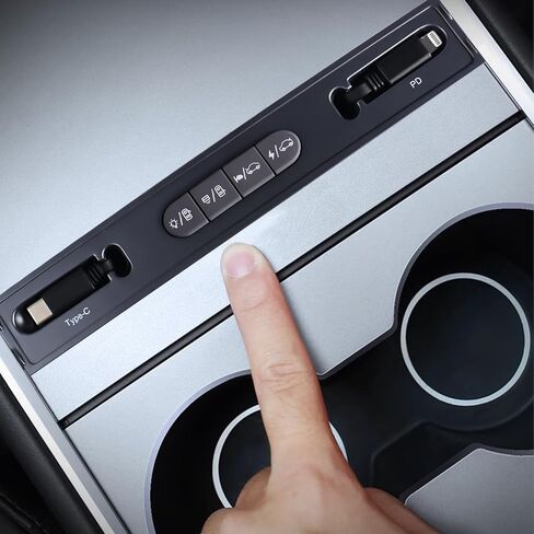 Retractable Center Console USB Hub with Physical Keys, Car Control, Fast Charging, Easy Organization, Easy to Install, Stylish Design, for Tesla Model 3 & Y 2021-2023 in Saudi Arabia