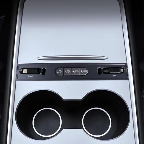 Retractable Center Console USB Hub with Physical Keys, Car Control, Fast Charging, Easy Organization, Easy to Install, Stylish Design, for Tesla Model 3 & Y 2021-2023 in Saudi Arabia