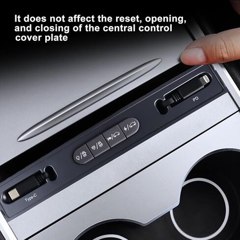 Retractable Center Console USB Hub with Physical Keys, Car Control, Fast Charging, Easy Organization, Easy to Install, Stylish Design, for Tesla Model 3 & Y 2021-2023 in Saudi Arabia