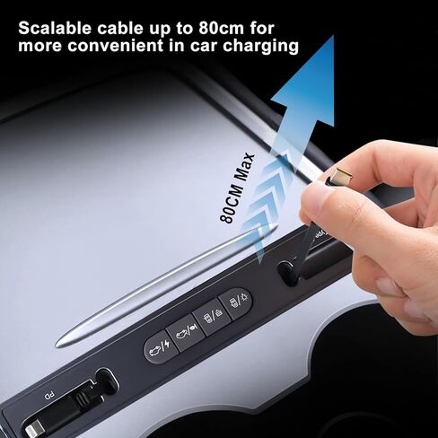 Retractable Center Console USB Hub with Physical Keys, Car Control, Fast Charging, Easy Organization, Easy to Install, Stylish Design, for Tesla Model 3 & Y 2021-2023 in Saudi Arabia