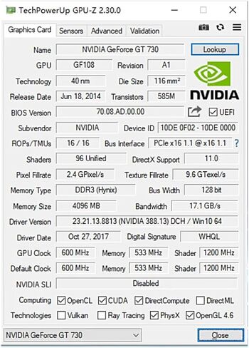بطاقة رسومات GeForce GT 730 سعة 4 جيجابايت GDDR3 128 بت PCI-e 2.0 × 16 فتحة تعمل بالطاقة 2 * HDMI بطاقة فيديو تدعم DirectX 12 OpenGL 4.6 in Kuwait