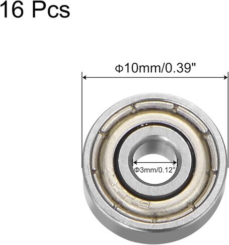 uxcell 16pcs 624ZZ Deep Groove Ball Bearings, Chrome Steel Z2 Double Metal Shielded Bearing 4mm x 13mm x 5mm in Saudi Arabia