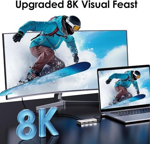 محطة إرساء USB C شاشة DP مزدوجة، محطة إرساء USB C رباعية العرض مع منافذ DP مزدوجة وHDMI وVGA وUSB2.0 لأجهزة Lenovo HP Dell وكمبيوتر نظام Windows - أخضر in Kuwait