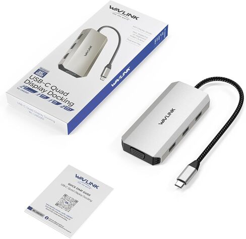 محطة إرساء USB C شاشة DP مزدوجة، محطة إرساء USB C رباعية العرض مع منافذ DP مزدوجة وHDMI وVGA وUSB2.0 لأجهزة Lenovo HP Dell وكمبيوتر نظام Windows - أخضر in Kuwait