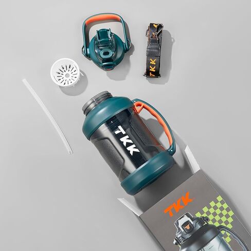 TKK Half Gallon Water Jug Sport Bottle with Straw 2 in 1 Lid Dishwasher Safe BPA Free Leakproof Large Capacity Tritan Plastic Bottle 1/2 Gallon 64oz Water Bottle for Gym Travel Camping Outdoor in Kuwait