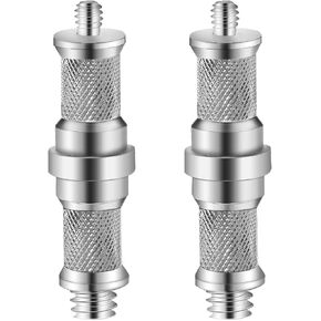 2 Pieces Standard 1/4 to 3/8 inch Metal Male Convertor Threaded Screw Adapter Spigot Stud for Studio Light Stand, Hot Shoe/Cold Shoe Adapter, Ball Head, Wireless Flash Receiver, Trigger