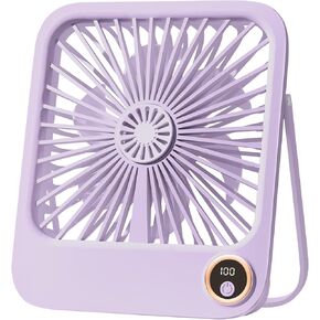 Mini USB Desk Fan,Small Table Fan 5 Speeds Strong Wind,180°Rotate, Quiet Portable Desktop Fan Rechargeable Battery for Home (Pink)