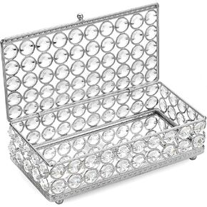 صندوق مجوهرات كريستال عتيق من Hipiwe، صندوق حلية كبير، صندوق كنز مستطيل، صندوق تذكار معكوس، صندوق عرض مجوهرات مزخرف لصندوق تخزين حلقات الأقراط، ذهبي in Kuwait