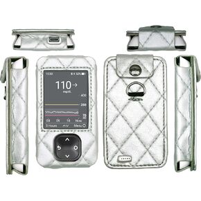 SNK Plaid Fitted Leather Case W/Screen Protector & Lanyard for Dexcom G7 / G6 Receiver (Black)