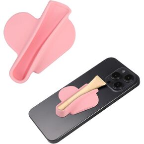 Lip Gloss Phone Case, Heart Shape Adhesive Silicone Lipgloss Phone Case Holder Easy-Grip Lipstick Phone Holder Portable Lip Glaze Phone Case Lips Balm Holder for iPhone and Android