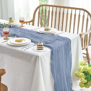 2 Pcs Cheesecloth Table Runner - 10ft Dusty Pink Boho Gauze Cheese Cloth Table Runner for Baby Shower Decoration Wedding Party Summer Garden Farmhouse Table Runner