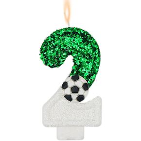 Soccer Birthday Candles, Birthday Number Candles,Glitter Number 6 Candle Cake Topper with Sequins for Anniversary Celebrations Soccer Supplies Party Decorations (Number 6)