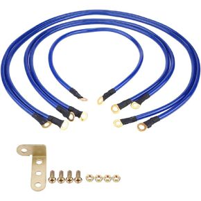 Car Earth Cable, iversal 5 Point Auto Car Earth Cable System, Grod Groding Wire Kit for Reduce Electrical Noise