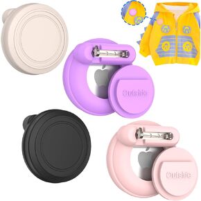 4 Pack Apple Airtag Holder for Kids Hidden Waterproof AirTag Invisible Pin Air Tags Case Silicone GPS Tracker for Children,Elderly,Pets,Clothes,Shoe,Backpack,Luggage (Black/White/Pink/Purple)