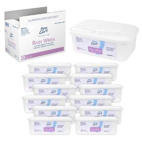 Dynarex 1311 Baby Non-Alcohol Wipe, Lanolin and Aloe to Moisturize Skin, Non-Woven and Unscented, 7 x 8", Pack of 960