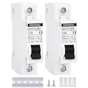 DIHOOL DIN Rail Mount Miniature Circuit Breaker, 2pcs 30 Amp dc Solar Disconnect Switch 12-240V for PV, UPS, RV Battery, Overload Protection, AC DC Universal