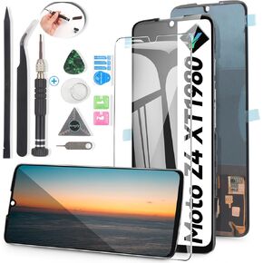 YWLRONG LCD for OLED Motorola Moto Z4 Screen Replacement LCD Display Touch Digitizer Screen Assembly for Motorola Moto Z4 XT1980 XT1980-3 XT1980-4 LCD Display with Tools(Support Fingerprint Sensor)