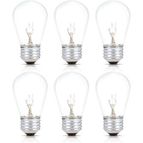 Simba Lighting String Light Outdoor S14 Replacement Bulb 11W E26 Medium Screw Base for Decorating Patio, Café, Pergola, Porch, Clear Glass, 11 Watt 110V 120V, 2700K Warm White, Dimmable, 20 Pack