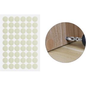 Aopin Screw Hole Stickers PVC Covers Self Adhesive, 21mm Decorative Stickers Screws Covers Caps Great for Wooden Furniture Wardrobe Cabinet Shelf Desk Plate 1 Sheet, PC-07 White Maple Wood