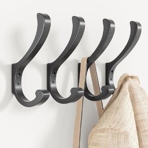 Hanging Coat Hooks Wall Mount - Wall Hooks For Hanging Heavy Duty (30LB),Large Coat Hanger Wall Hangers,Metal Hooks For Hanging Towels,Backpack,Hat,Jacket,Key,Bag,Purse,Clothes (Gold 6 Pack)