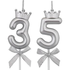 35 53 Birthday Candles, 35th 53rd Cake Candles, Pink Birthday Number 35 53 Candles Cake Topper Decorations for Party Men Women