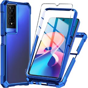 for TCL 50 XE 5G Case/TCL 50 XE Nxtpaper 5G + Tempered Glass Screen Protector,Electroplated PC Front Frame Soft TPU Transparent Back Cover for 50 XE 5G (Rose Gold)