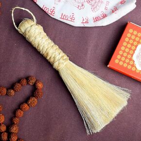 Satvik 1 Pc 5 Inch Banana Broom/Jhadu for Puja |Mandir/Temple Eco-Friendly Handcrafted Broom Puja Room | Banana Stem Leaf Fibre Brom for Dusting (Cleaning) Pooja Samagri Religious Hindu Ritual Items