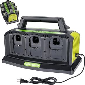 18V ​​​6-Ports Rapid Meanwhile Battery Charger Station,Replacement for Ryobi 18V ONE+ Battery Charger,Simultaneous Charging of 6 Port Each 3A Compatible,Compatible with Ryobi 18V Power Tools Batteries