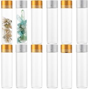 SUNNYCLUE 40Pcs Tiny Glass Storage Jars 10ml Glass Jars with Aluminium Screw capss Clear Jars Set Clear Glass Sample Vials Mini Glass Bottles for Essential Oil Liquid Powder Message Jewelry DIY Craft