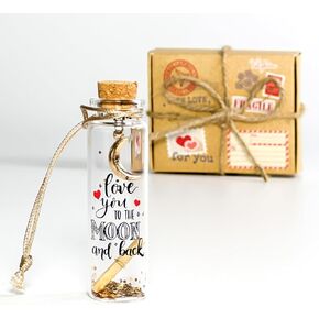 Gift for Her Him, Romantic Love Gifts for Boyfriend Girlfriend, Cute Decor for Valentine, Anniversary, Chirstmas, Message in a Glass Bottle, Key to My Heart, Long Distance Relationship