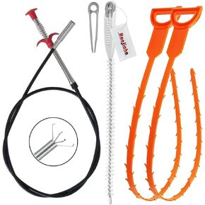 Drain Clog Remover, Drain Snake Hair Remover, Upgraded Cleaning Brush with Cleaning Forceps, Drain Hair Catcher Tool Set For Toilet, Kitchen Sink, Bathroom Tub, Sewer (35inch Drain Clog Remover)