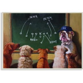 Stupell Industries Dog Football Team New Tricks Practice Painting Black Framed Wall Art, 11 x 14, Multi-Color