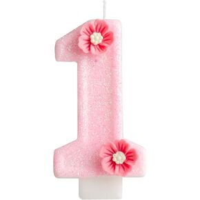 Birthday Candle Pink Strawberry 1st Birthday Cake Candle, Number 1 Candle, Sweet Strawberry Birthday Cake Decorations for Girls Women Baby Shower Decorations Anniversary Celebration Supplies