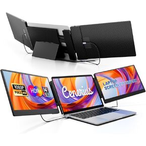 14.2" Laptop Screen Extender, FHD 1080P IPS Portable Monitor for Laptop, Triple Screen Monitor Extender Compatible with 13"-17" Laptops, HDMI/USB-A/C Plug-Play for Windows, Mac, Android