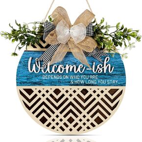 SIKERIC Halloween 3D Gnome Trick or Treat Sign, 11.4''x11.4'' Wooden Halloween Door Hanger, Round Halloween Bats Skeletons Wall Decor Plaque, Wood Halloween Decorations for Home Party Porch Entryway