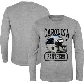 NFL Kids Youth 8-20 Head to Head Heather Gray Primary Logo Officially Licensed Football Long Sleeve Crewneck Cotton T-Shirt