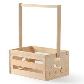 Happyiren Large Wooden Baby Shower Basket with Hanger Rack for Boys Girls, Versatile Baby Shower Crate Closet Gift Basket for Newborns,Cute New Parent Welcome Gift Box Wood Color