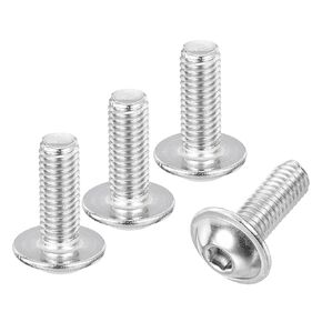 uxcell 50Pcs M4-0.7x18mm Flanged Button Head Socket Cap Screws, 304 Stainless Steel Socket Drive Fasteners Bolts, Fully Thread Machine Screws, Silver