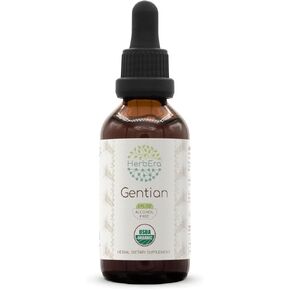 Gentian B120 Alcohol-Free Herbal Extract Tincture, Concentrated Liquid Drops Natural USDA Organic Gentian (Gentiana Lutea) Dried Root (4 fl oz)