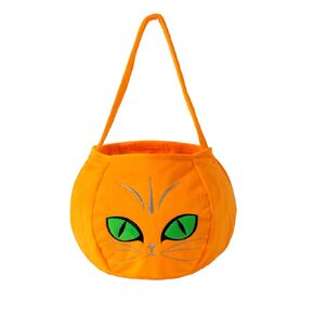 Halloween Pumpkin Bucket Candy Bags Plush Trick or Treat Halloween Basket for Kids Pumpkin Basket Tote for Halloween Parties (White)