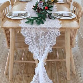 Romantic Vintage Lace Table Runner with Embroidered 18X120inch Black Floral Lace Table Runner for Candlelight Dinners, Wedding Reception Table Decor in Saudi Arabia