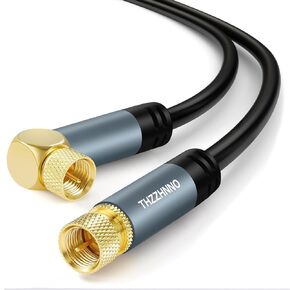TV Aerial F-Type Connector Coaxial Cable 3.3FT, 90 Degree Angled to Straight Male Cord, Coax Cable for HDTV, CATV, DVB-T2/C/S, Cable Modem, Radio, Satellite Receivers
