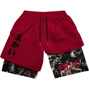 شورت GORGLITTER للرجال 2 في 1 شورت رياضي للجري سريع الجفاف برباط للخصر شبكي مع بطانة in Kuwait